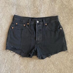 Levi’s 501 high waisted black shorts